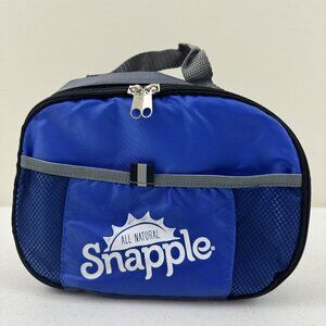 Snapple Small Insulated Zippered Blue Gray Snack Lunch Bag Front Pocket